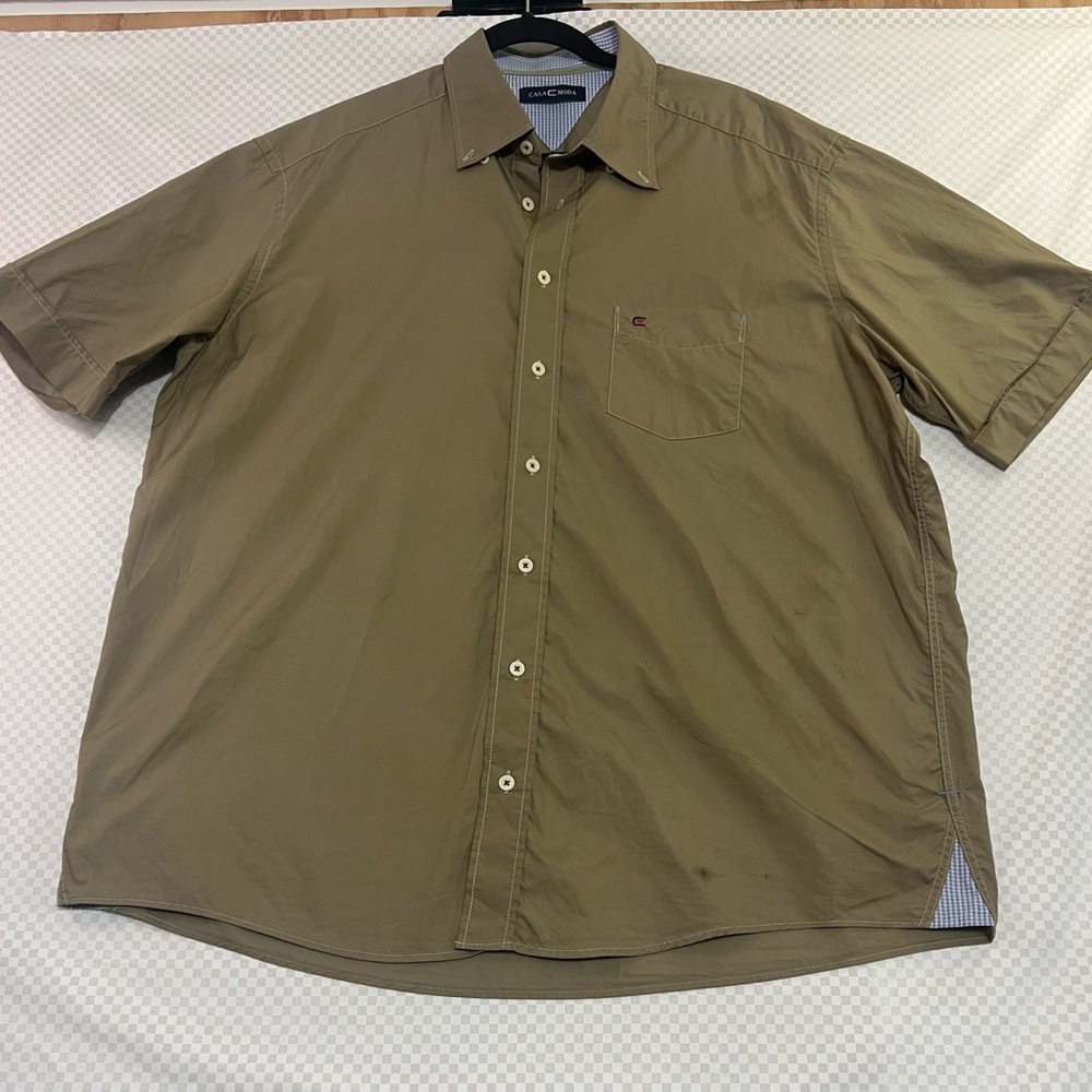 Casa Moda Sports Shirt Men's Button Up Short Sleeve‎ Checkered Pattern Sides XL